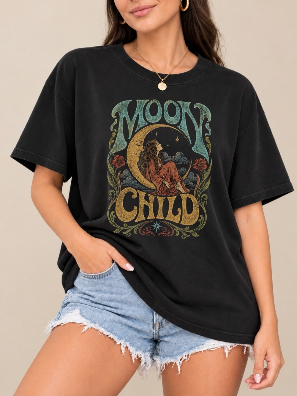 Moon Child Unisex T-Shirt 70s Retro Hippie Tee